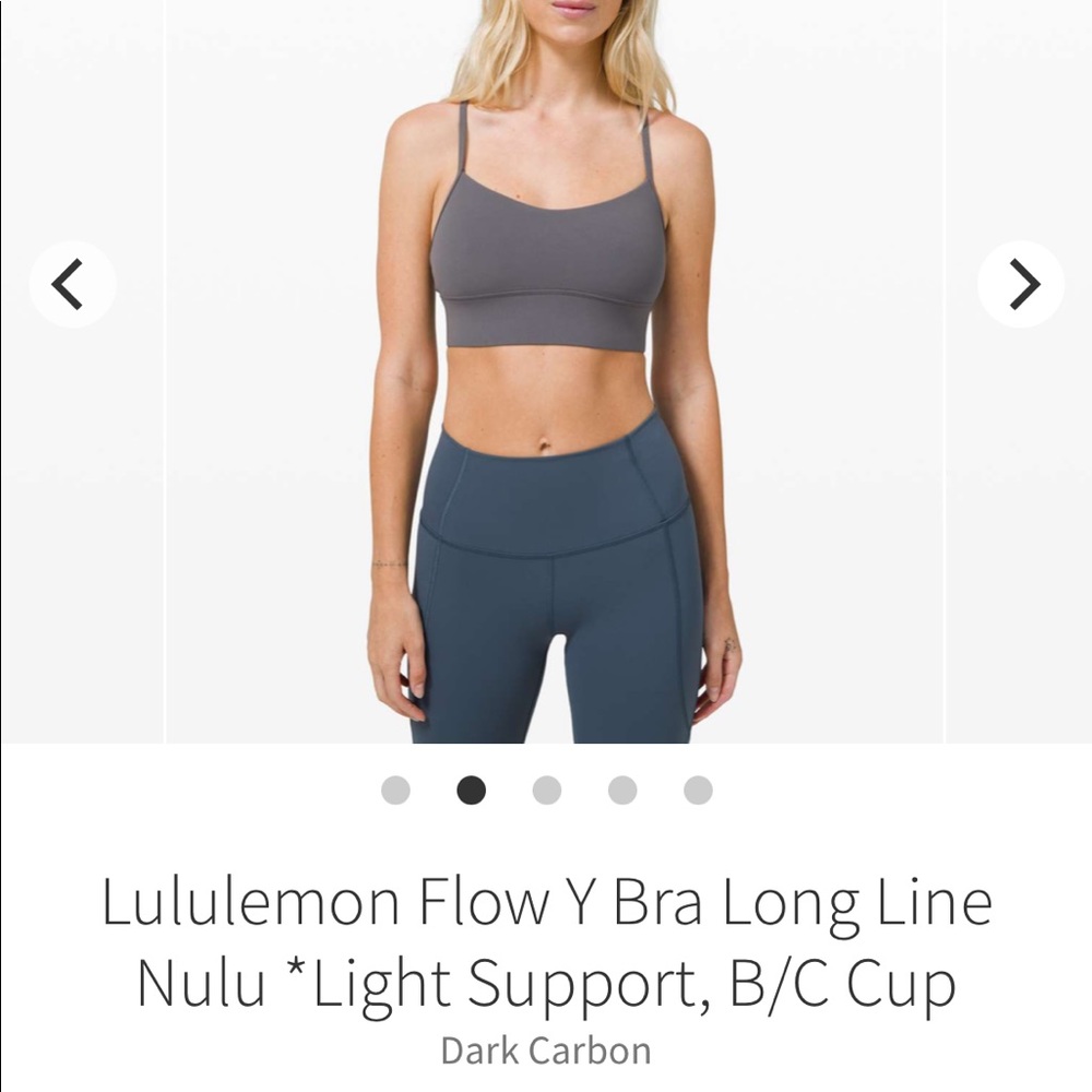 Lululemon Flow Y Bra Long Line - Dark Carbon - 4